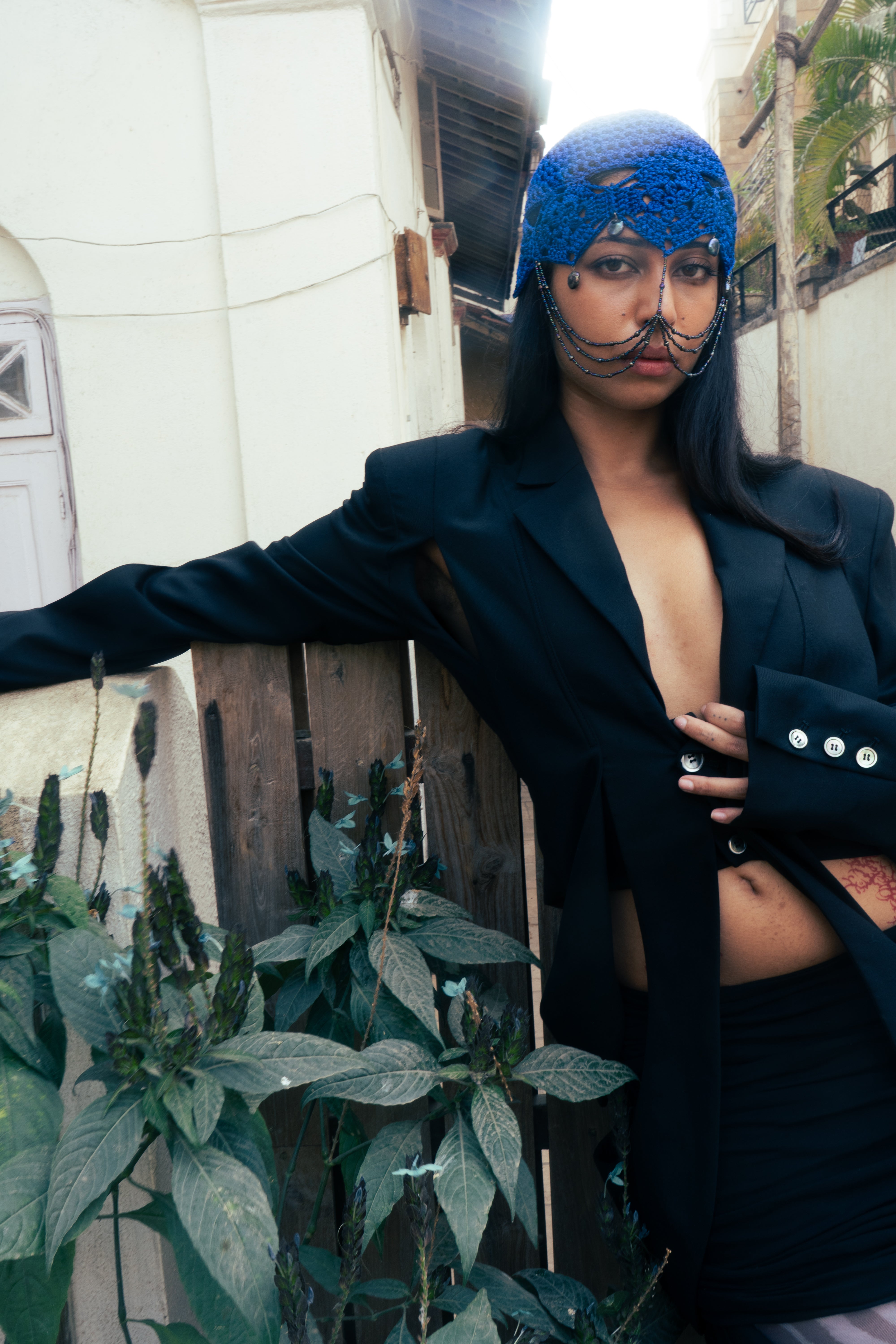 Armente - Blue Crochet Headgear